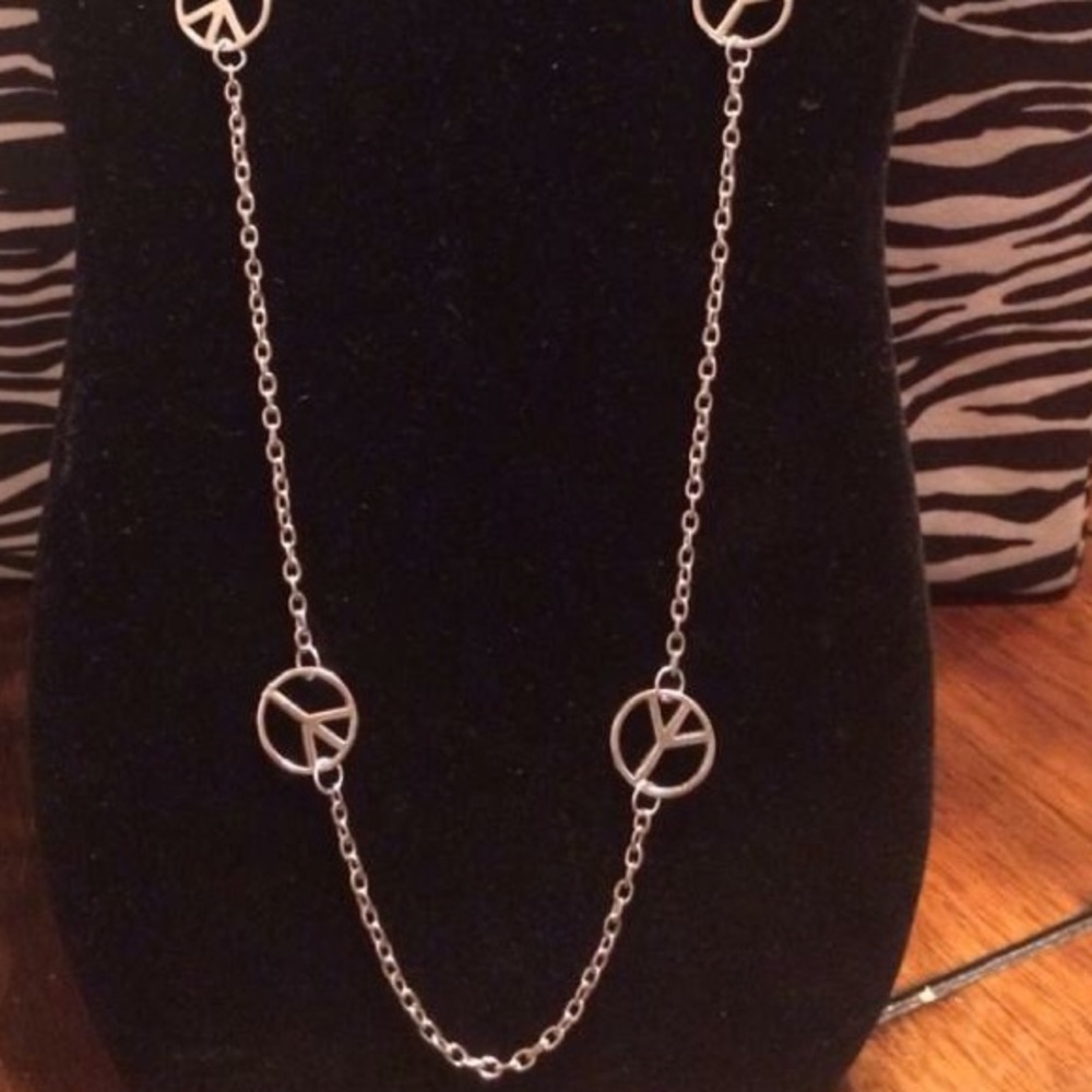 Peace Sign Silver Plated Necklace